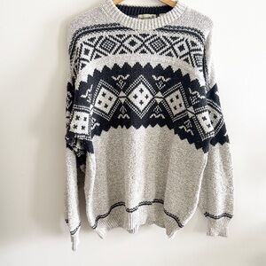 Vintage 90s Cotton oversized long sleeve gray printed crewneck sweater size XL